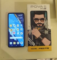 لبيع جهاز نوع  TECNO POVA 6 Pro 5G السعر 200 الغراض فقط كارتون ويا لمع...