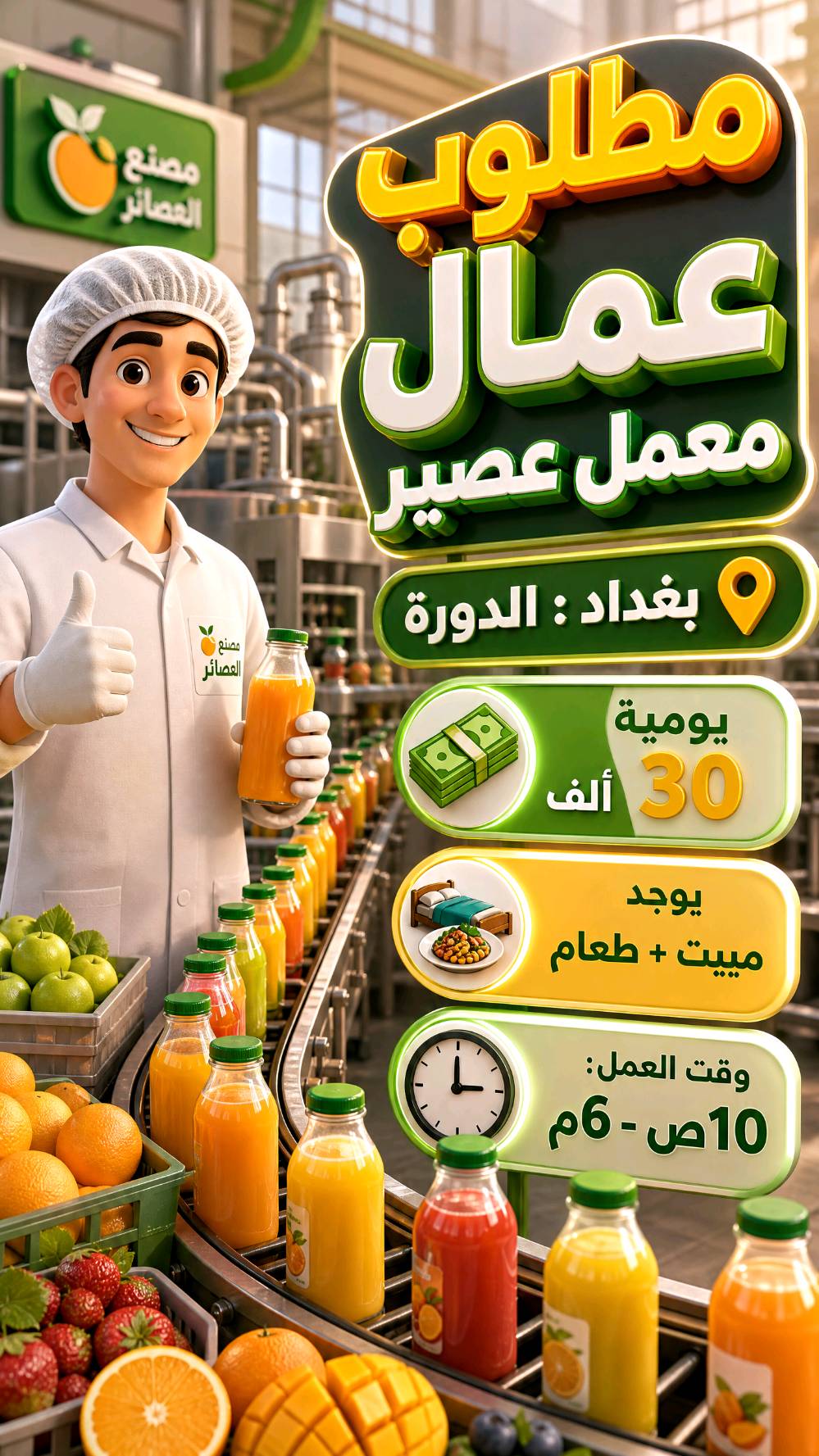 هل أنت مستعد للانطلاق في مسيرتك المهنية وتحقيق طموحاتك؟

نقدم لك اليوم فرصاً ذهبية للانضمام إلى نخبة الشركات والمؤسسات في بغداد ومختلف المناطق! سواء كنت تبحث عن التميز في:✨ عالم المطاعم والمحلات النابض بالحياة
✨ بيئة الشركات والمكاتب الديناميكية
✨ قوة المصانع والمعامل الكبرىلدينا الوظيفة التي تنتظرك براتب مجزٍ ومزايا لا تُضاهى (مبيت، وجبات طعام، دوام مرن، وغيرها الكثير حسب الوظيفة).لا تدع الفرصة تفوتك! نحن هنا لنجعل رحلتك نحو النجاح أسهل. تواصل معنا الآن ودع فريقنا يرشدك لأفضل الخيارات المتاحة.