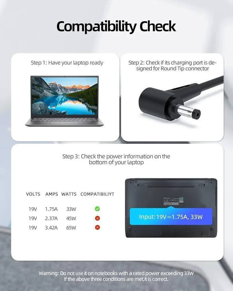 شاحن لابتوب ASUS vivobook  🫡🔥

متوافق مع الموديلات التاليه 👇

E410M E406M E406MA E402M E402S E402Y E402N E402 E410MA E410 E406S E406 E402YA E203MAH E203NAH E203MA-TBB

التيار  :  19V-1.75A-33W  ✅

شريحه ذكيه للحمايه من التيار العالي ✅ 

السعر 10 الاف فقط 🫡🔥 

توصيل جميع محافظات العراق 5 الاف 🚙🚗 

للأستفسار والحجز التواصل واتساب 📞 

***********

عنوان المركز : بغداد الحريه الثانيه شارع الحريه الثانيه قرب مكتبه الكراون مقابل صيدليه العنفوان مركز شمس للموبايل
