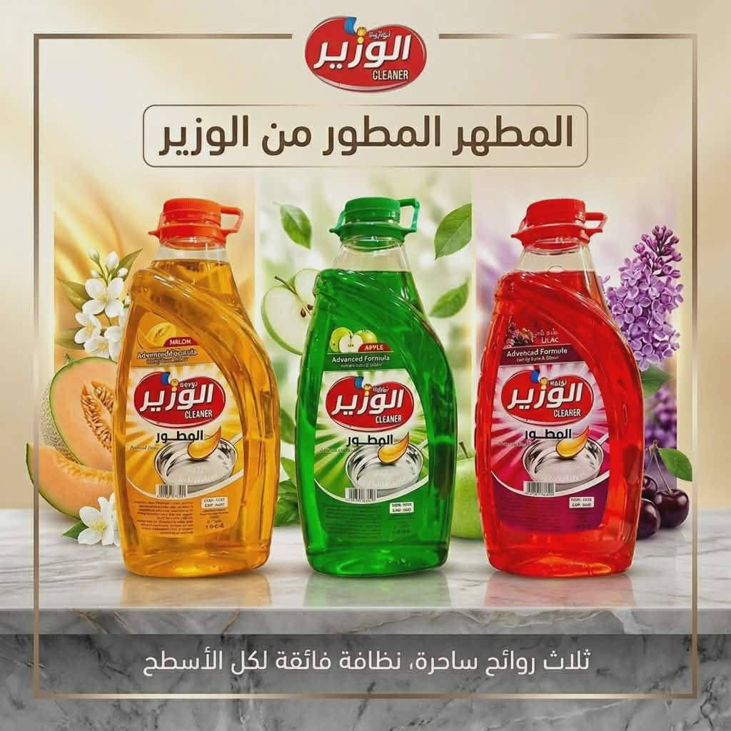 سلام عليكم حبايبي
تم وصول كميه كبيره 
من منضفات الوزير توصيل جميع محافضات 
اسعار بلاش 
تواصل واتساب ***********
