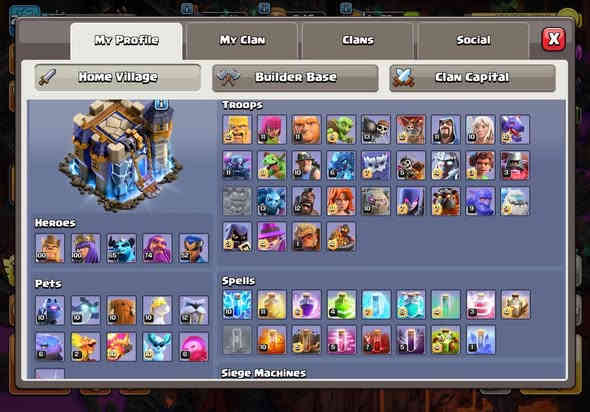 حساب كلاش تاون 18 شبه ماكس كل الدفاعات الجديده مطوره وكم قطعه جدار ومشحون مضهر وسكنات ملوك وتذكره السعر 175 وبيها مجال بسيط مكاني البصره قضاء شط العرب واتساب ***********
