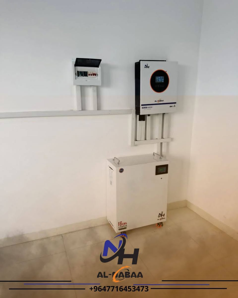 بسم الله الرحمن الرحيم 
بفضل الله وتوفيقه تم تنصيب منظومة طاقة شمسية 
مواصفات  المنظومة 
منظومة ٢٤ امبير نهاري ١٦ ليلي 
١٢ لوح ٦٠٠ واط
انفرتر ١٠ كيلو واط 
بطارية ١٦ كيلو واط ساعة
لمن يرغب في تنصيب منظومة طاقة شمسية الاتصال بنا على الرقم التالي 
***********
