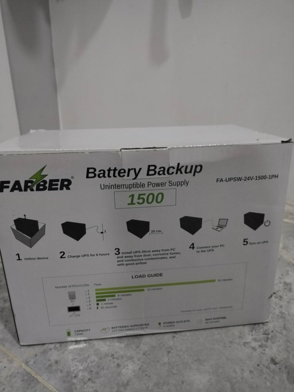 السلام عليكم
UPS  نوع فاربر 
القدرة 1500W 
 بعدة جديدة استخدام اقل الاسبوع اخذتة 120 
بس اشتريت اونلاين 
السعر 85 الف 
متوفر توصيل


**إذا كنت صاحب هذا الإعلان وتريد حذفه لأي سبب، رجاءا أرسل رسالة إلى الدعم الفني**