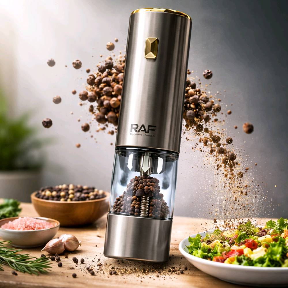 ✨🧂 نكهة مثالية بلمسة زر!

مطحنة التوابل الكهربائية RAF R.7141
تشغيل بيد وحدة 👌
تحكم بدرجة الطحن 🌶️
تصميم أنيق مع إضاءة LED 💡

سهولة، دقة، وطعم يفرق بكل أكلة