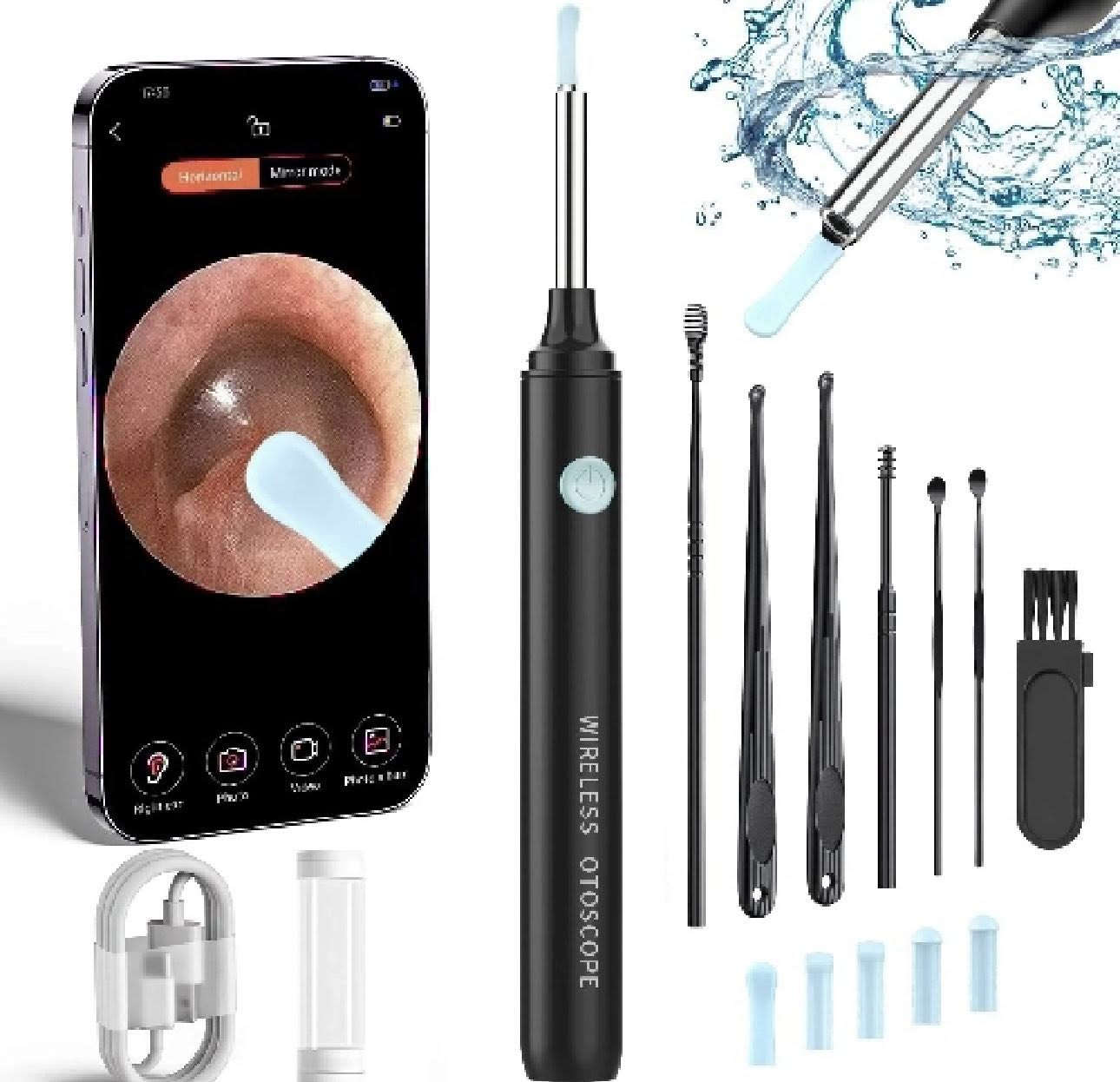 منظار الأذن لإزالة شمع الأذن

Earwax Remover Otoscope, Hopefox 5MP HD Wifi Ear Cleaner tpvz

5.OMP WiFi earwax remover: wireless otoscope, don't worry about the cable problem. The WiFi is built inside the small body. 5.0MP lens full HD resolution can provide superior clear image, equipped with silicone ear spoon to make you and children more comfortable and safe in use.

IP67 Waterproof Lens: The lens of our ear endoscope camera has the waterproof protection grade IP67. In daily cleaning, it can be washed with water or wiped with alcohol. Note: only the lens is waterproof, the body machine is not.

Multi-purpose and wide compatibility: the otoscope has a wide range of applications, the wifi ear cleaner otoscope can not only be used to remove earwax, but also to observe other body parts such as nose or throat. Otoscope camera is suitable for adults, children and pets. Perfectly compatible with iOS and Android smartphones or tablets (except Windows)
USB-C Fast Charging The battery capacity of the otoscope ear cleaner is 240mAh, equipped with Type-C charging interface, which can work continuously for about 50 minutes or for about 60 days in standby mode. 
Note: when using for the first time, we recommend fully charging the otoscope before using


**إذا كنت صاحب هذا الإعلان وتريد حذفه لأي سبب، رجاءا أرسل رسالة إلى الدعم الفني**
