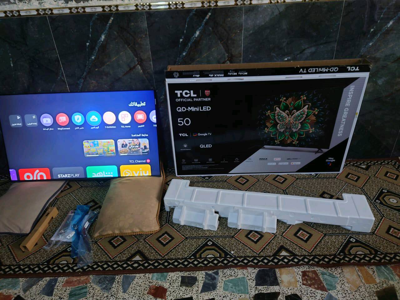 شاشة tcl c6k منلد حجم 50 ا استخدام اسبوع فقط  مع كافة ملحقاته للبيع السعر 600 مجال كلش بسيط علما سعر الجديدة ب675 عنواني بغداد اي استفسار عالرقم ***********