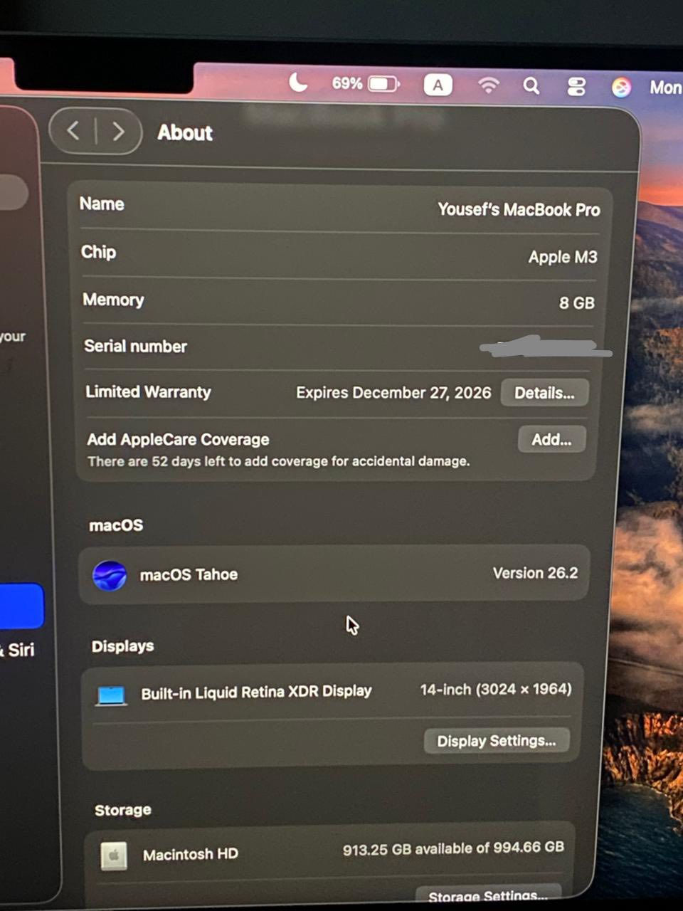 ماكبوك برو m3 ذاكرة 1 تيرا
مشحون 4 مرات فقط بس مفتوح من 

الكارتونة

مامستخدم!

ضمانه سنة حقيقي من وكيل ابل المعتمد في العراق  icenter

مع ارفاق الوصل الاصلي

الجهاز الجديد مالته من الوكيل  ب٢٢٧٠ من icenter

جديد بمعنى الكلمة

جهاز كامل مع كامل ملحقاته بالكارتونه

1،900،000

(مليون وتسعمية الف)

وبي مجال بسيط


**إذا كنت صاحب هذا الإعلان وتريد حذفه لأي سبب، رجاءا أرسل رسالة إلى الدعم الفني**