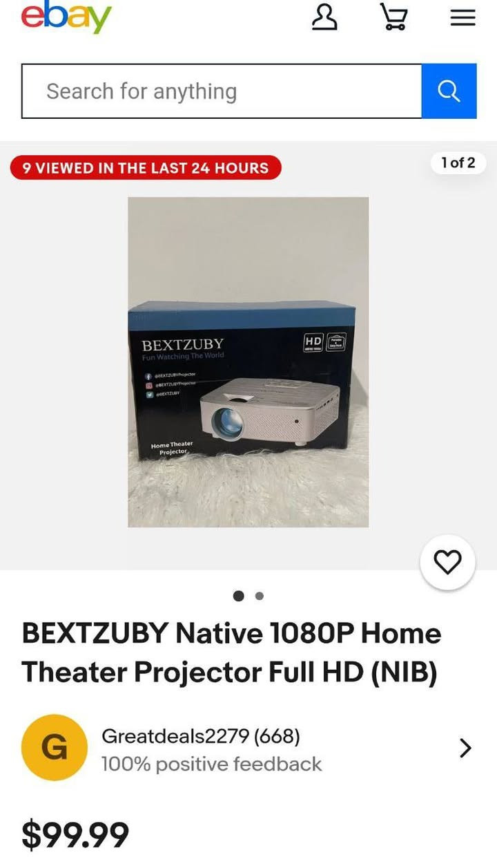 📦 للبيع: بروجكتر سينما منزلية BEXTZUBY — Open Box مفتوح للفحص
✨ مواصفات احترافية بسعر اقتصادي:
✔️ دقة Full HD 1080p أصلية — صورة واضحة وحادة
✔️ سطوع قوي لإسقاط شاشة كبيرة حتى 200″
✔️ صوت ستيريو قوي مدمج — مناسب للأفلام والألعاب
✔️ منافذ HDMI / USB / AV / VGA — تشبك عليه أي جهاز بسهولة
✔️ مثالي لـ:
📺 أفلام وجلسات سينما عائلية
🎮 ألعاب PlayStation / Xbox
💻 عروض تقديمية وشرائح
📍 بدون Wi-Fi أو نظام ذكي مدمج (تشغيل عبر HDMI أو TV Stick

السعر ٦٥ الفف

مكاني بغداد


**إذا كنت صاحب هذا الإعلان وتريد حذفه لأي سبب، رجاءا أرسل رسالة إلى الدعم الفني**