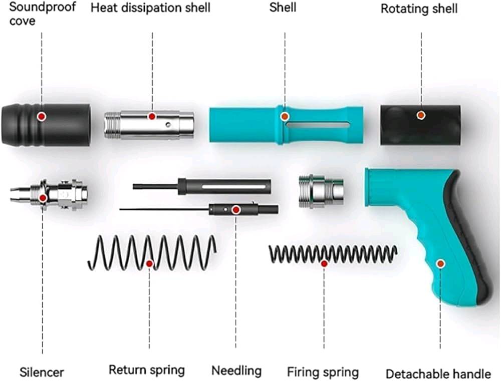 هذا الجهاز هو مسدس تثبيت مسامير خرسانية (Nail Gun) يعمل بالضغط لإدخال المسامير في الأسطح الصلبة مثل الخرسانة والفولاذ. 
الاستخدام: تثبيت الديكورات، القواعد، وأعمال البناء والتشطيب على الجدران والحجر. 
المميزات: خفيف الوزن، وسهل الاستخدام، ويأتي مع أدوات حماية مثل نظارة. 
القوة: يتمتع بقوة اختراق عالية قادرة على اختراق صفيحة فولاذية بسمك 3 ملم.
وين موقعك بالعراق؟ وهل أكو توصيل للمحافظات أو استلام يد بيد؟: 
يوجد توصيل كافه المحافضات  
شنو السعر النهائي، وهل قابل للتفاوض لو لا؟: 
السعر 16شامل توصيل 