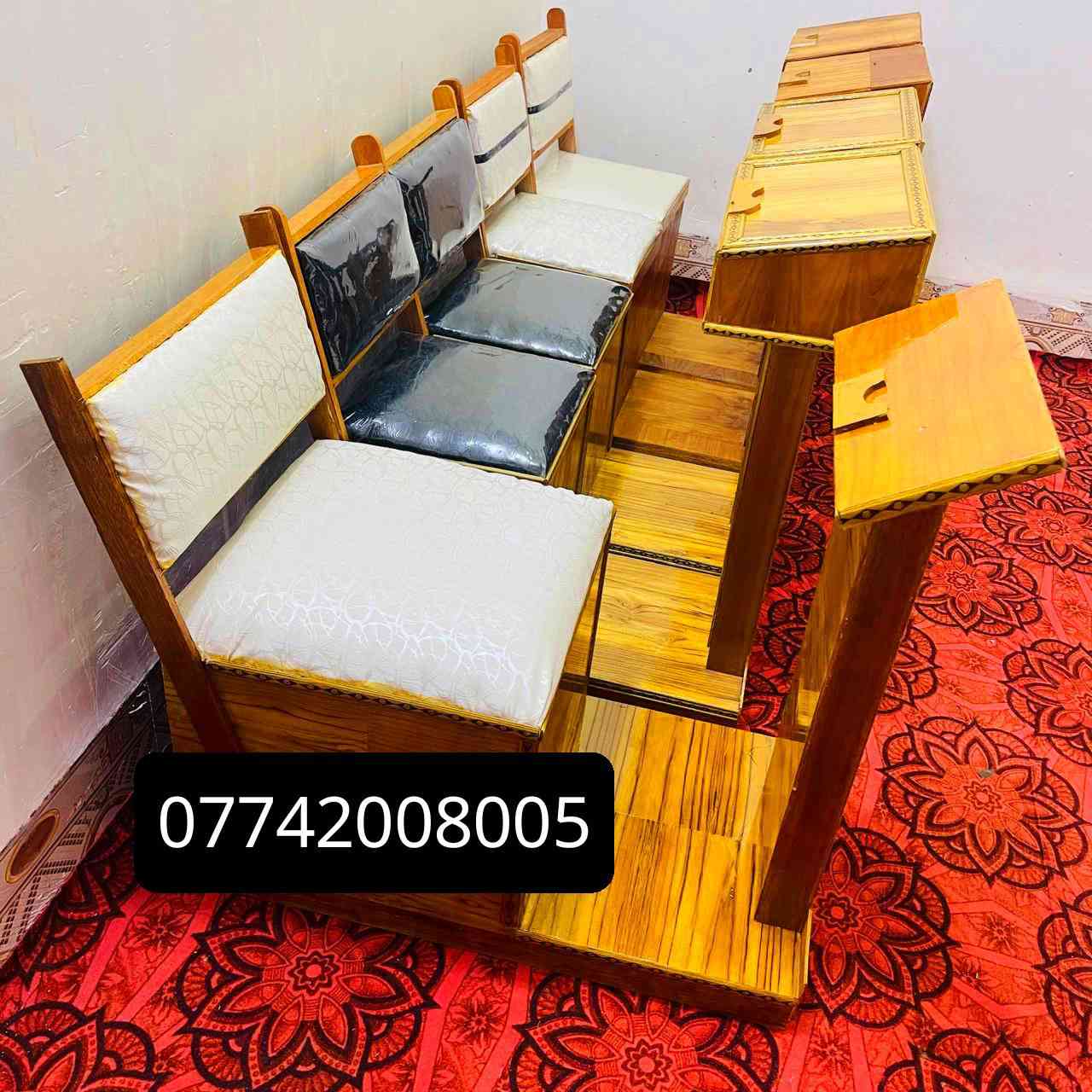 السلام عليكم توفر كرسي صلاه قياس كبير يتحمل اوزان عاليه قياس المقعد 50سم مربع مصبوغ حراري ومدشم جلد سعر القطعه 90الف توصيل لجميع المحافظات 
***********
