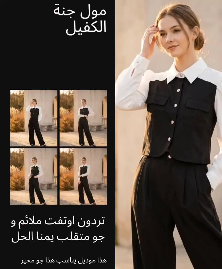 إطلالة الموسم وصلت الآن! 👗🌟"
​الموديل اللي بالفيديو متوفر حالياً وبجميع القياسات في مول جنة الكفيل. خامة ممتازة وقصة مريحة تناسب طلعاتك ودوامك.
​📌 الموقع: بغداد / جسر ديالى الجديد / الكرغولية (باتجاه تقاطع النهروان).
📱 واتساب / اتصال: ***********
أهلاً وسهلاً بكم في عالم الأناقة.
#مول_جنة_الكفيل #ملابس_نسائيه 
#
