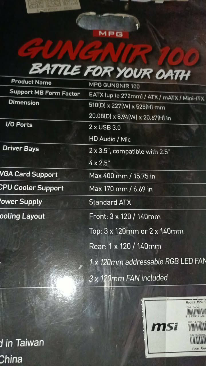 سلام عليكم
مذربورد aorous b450 elite 
كيس msi mpg gungnir 100 
رامات 
Coarsair vengance lpx ddr4 8 gb 3200mhz 
Coarsair vengance lpx ddr4 16 gb 3200mhz
بور سبلاي ٢٠٠٠ واط 95 plus gold


**إذا كنت صاحب هذا الإعلان وتريد حذفه لأي سبب، رجاءا أرسل رسالة إلى الدعم الفني**