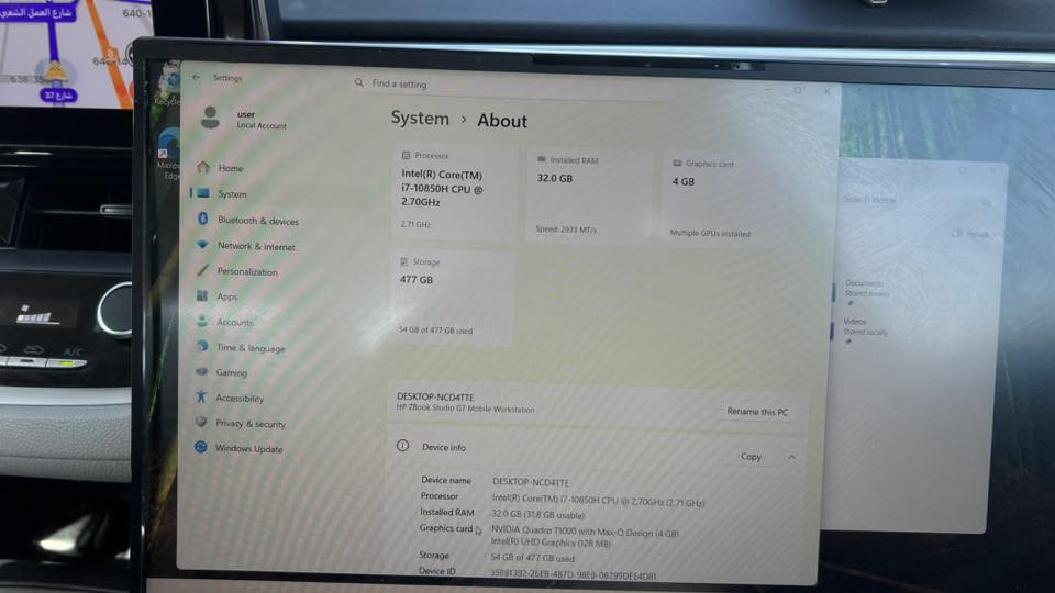 Hp z book G7 studio
للبيع مواصفاتة 
Ram 32 ddr4
Hard 512 
GPUs  4g
Ci7 10850H CPU - 2.70GHz 
نوع H جداً قوي للالعاب وقوي للمونتاج ايضاً 
Windos 11 
السعر 700 الف قابل للتفاوض 
***********  الاتصال على الرقم
