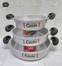 طقم قلاية 3قطع • ألومنيوم متين • ٣٠/٢٥/٢١سم