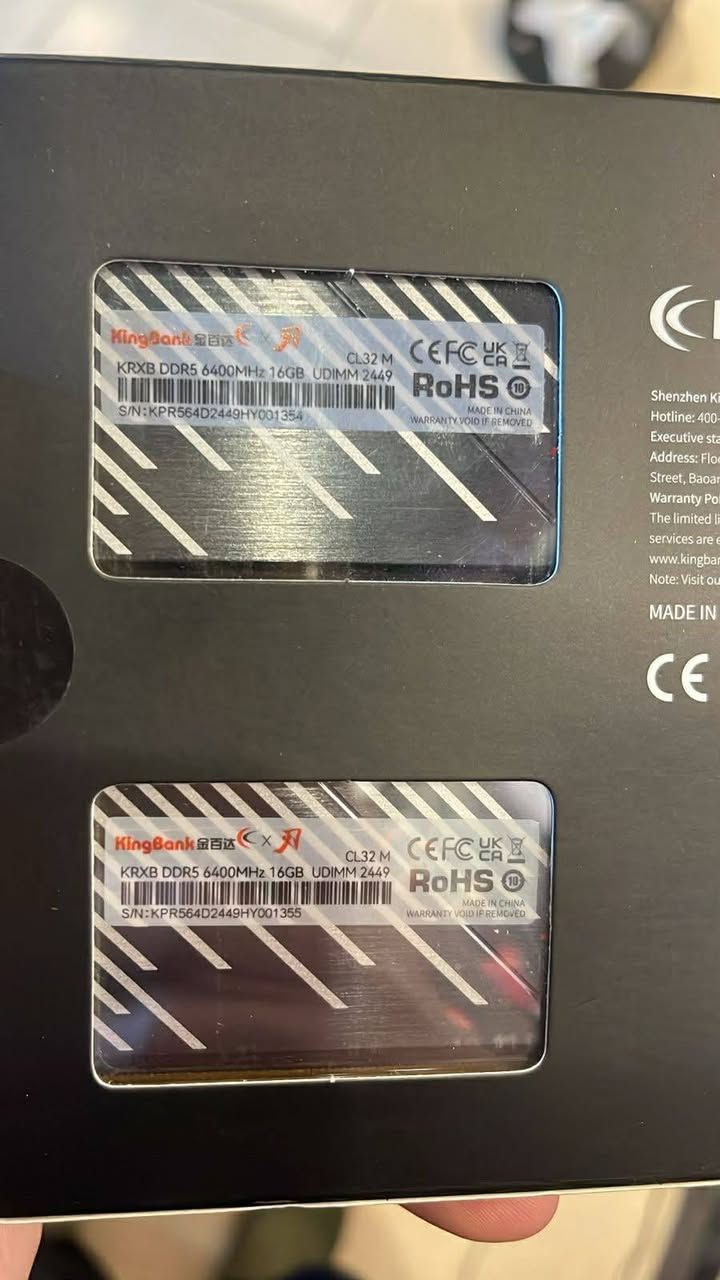 السلام عليكم 
رامات للبيع 
Ddr5 
2x16 32gb (450 الف)
2x24 48gb (600 الف)
..
تفاصيل بالصور 
جديد فقط مفحوص
متوفر توصيل


**إذا كنت صاحب هذا الإعلان وتريد حذفه لأي سبب، رجاءا أرسل رسالة إلى الدعم الفني**