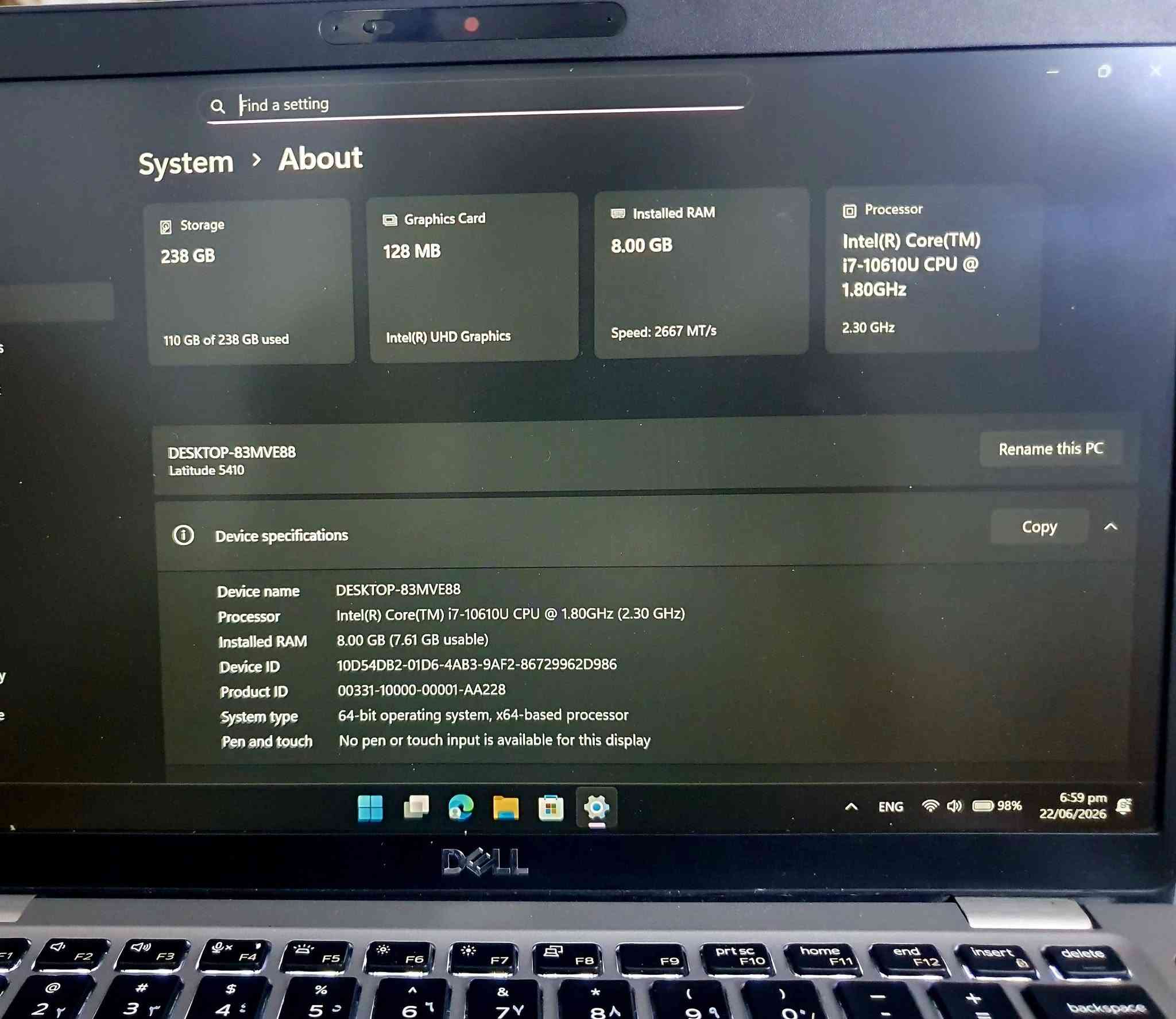 السلام عليكم  السعر ( 250) الف 
لابتوب  dell latitude 5410  للبيع 
 شاحنه مالته وياه 65w 

مواصفات مذكوره بالصوره 
معالج i7 جيل 10 
رام 8 كيكا ddr4 
ذاكره  256 ssd 
كارت شاشه داخلي 
وندوز ١١ 

المكان .. 
بابل .. الحله ..  مركز المدينه


**إذا كنت صاحب هذا الإعلان وتريد حذفه لأي سبب، رجاءا أرسل رسالة إلى الدعم الفني**