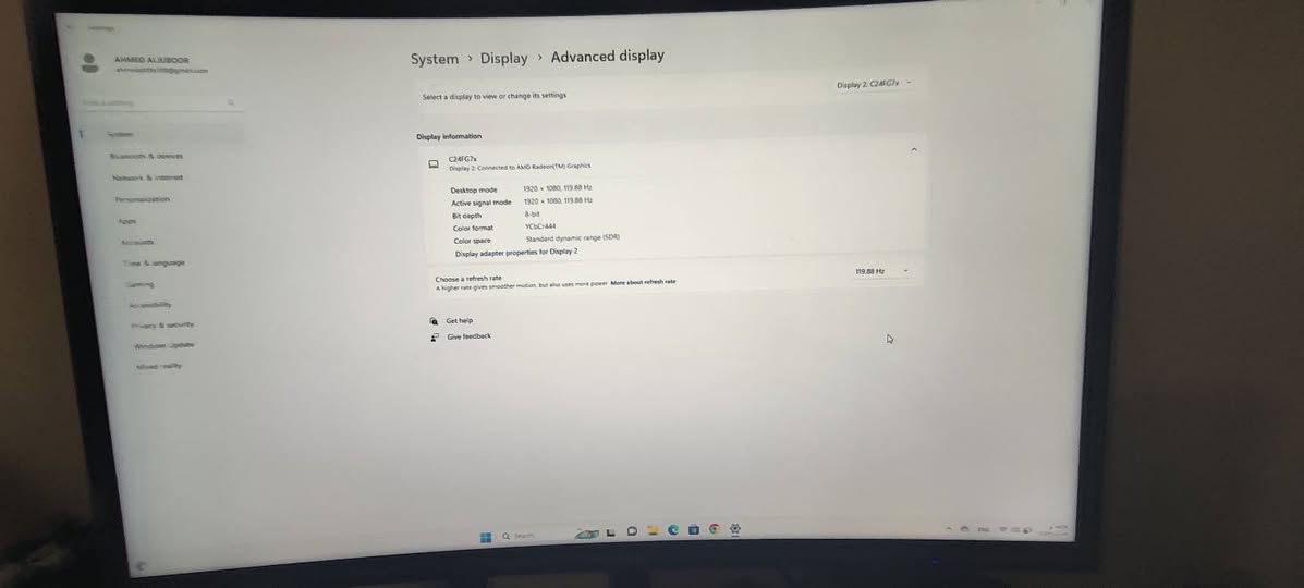 شاشة Samsung 24fg73
مواصفتها 

Display: 24" VA Panel, 1800R Curvature, Quantum Dot Technology

Resolution: Full HD (1920 x 1080) at 16:9 aspect ratio

Refresh Rate: 144 Hz (supports 48-144 Hz range)

Response Time: 1ms (MPRT)

Brightness: 350 cd/m² (Typical)

Contrast Ratio: 3000:1 (Static)

Color Gamut: sRGB 125% (Typ.), NTSC 88%

Connectivity: 2x HDMI, 1x DisplayPort, Headphone jack

Gaming Features: AMD FreeSync, Low Input Lag Mode, Refresh Rate Optimizer, Black Equalizer

Stand: HAS (Height Adjustable Stand) - 3-way adjustable (Tilt, Swivel, Pivot)

VESA Mounting: 75 x 75 mm

Viewing Angle: 178° (H) / 178° (V) 

سعرها 150 وبيها مجال شي مجال

مكان بغداد حي جميلة


**إذا كنت صاحب هذا الإعلان وتريد حذفه لأي سبب، رجاءا أرسل رسالة إلى الدعم الفني**