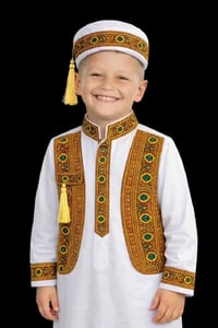 #النازك_دشداشة_يلك  سيت اطفال لكل المناسبات  دشداشة ويلك وعركجين  قماش...