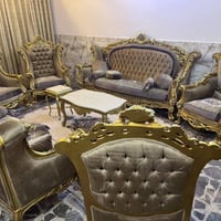 تخم مصري خشب زان اصلي عشر مقاعد مع طبلات مرمر نظيف مكانه المنصور077242...