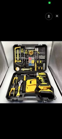 🔧 دريل لاسلكي + بطاريتين 48V 🔋 🔩 رؤوس مفكات وحفر 🔨 مطرقة 🔧 مفتاح إنكلي...