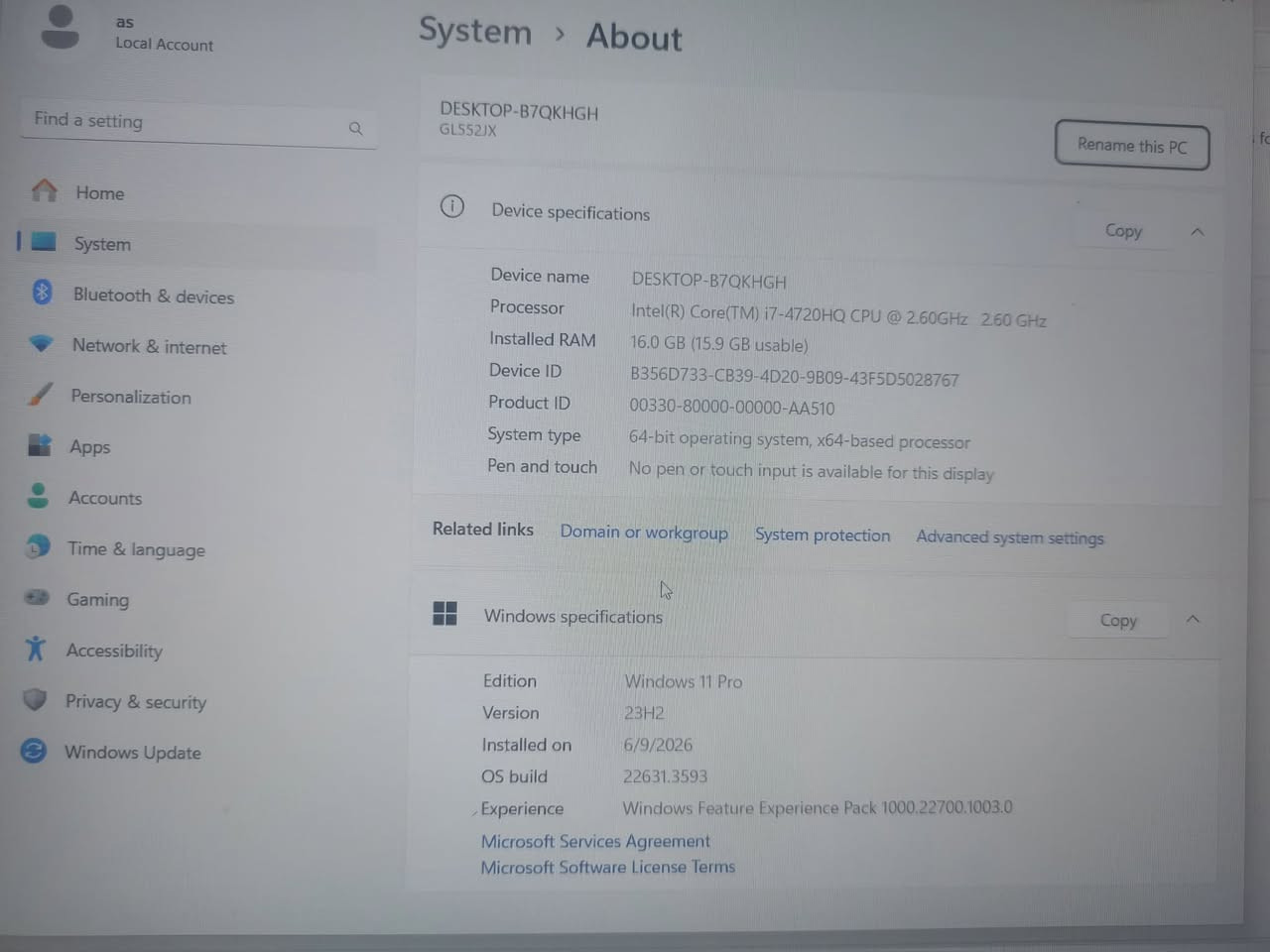 Asus Gaming 
Nvidia GeForce GTX 950M 2G

Ram 16g

HDD 1tb

SSD 236gb

Core i7-4

Windows 11

كسر خفيف ما مؤثر مثل ما واضح بالصورة

السعر 450 الف دينار

للتواصل ***********
