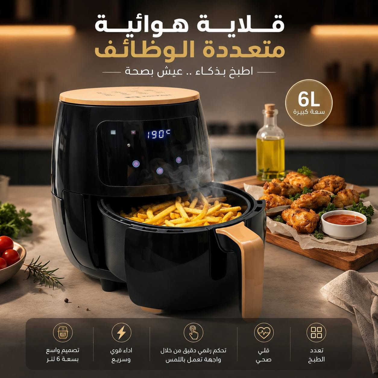 السعر ٤٠ الف وتوصيل مجاني لكافة المحافظات 
🍟✨ قلاية  6 لتر – أكلات مقرمشة وصحية بسرعة!
تحكم رقمي LCD، قلي بدون زيت، متعددة الاستخدامات 🍗🥔🥐
متينة وعملية لكل العائلة.


**إذا كنت صاحب هذا الإعلان وتريد حذفه لأي سبب، رجاءا أرسل رسالة إلى الدعم الفني**