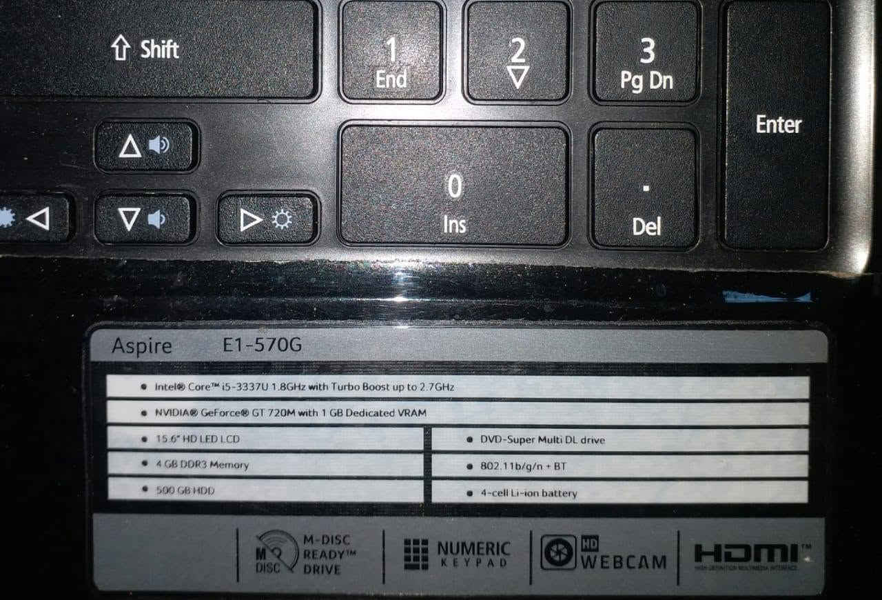 لابتوب ACER
المعالج cor i 5 
المواصفات بالصورة ..
*بدون هارد
* بعض المفاتيح لا تعمل 
*الباقي شغال كامل


**إذا كنت صاحب هذا الإعلان وتريد حذفه لأي سبب، رجاءا أرسل رسالة إلى الدعم الفني**