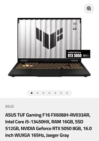 أسوس TUF A16 • RTX 5050 ٨ جيجابايت • ١٦ جيجابايت