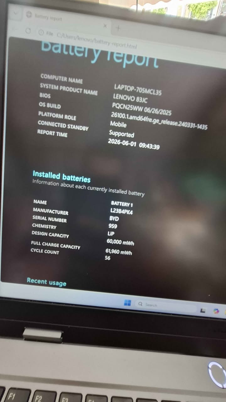 Ryzen 5 723HS 
Ram 12 GB DDR5 4800mhz
RTX 4050 6 GB DDR5 
Ssd Nvme 512 GB 
Display 15.6 Inch 
144 Hz 
Battery cycle count 56 ✅

لاپتۆپی گەیمنگ لە بڕاندی لینۆڤۆ زۆر زۆر بەقوەتە بۆ کاری هەندەسی و دیزاین و گەیمنگ و کاری قورس 🔥 
پاتریەکەی زۆر بە باشی ماوەتەوە ٥٦ جار لە شەحن دراوە مستعملی ئەورووپین وە قوەتی پاتریم داناوە زۆر بەرزە

GTA online fivem/ assassin's creed/ battalfild 6 / cod black ops7 /rainbow/
Pubg/ Fortnite/ god of war Ragnarok 
ئەوە یاریانەوە زیاتریش دەتوانی پێی بکەی 
گەیاندنیش بەردەستە 🚕 

قوي للغاية لأغراض العمل الشاق وهندسة وتصميم الألعاب. يمكنه تشغيل أي برنامج يعمل بكامل طاقته و توصيل موجود 🚕 أربيل, العراق


**إذا كنت صاحب هذا الإعلان وتريد حذفه لأي سبب، رجاءا أرسل رسالة إلى الدعم الفني**