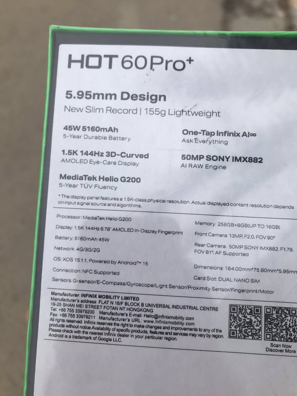 سلام عليكم جهاز انفنكس هوت60 برو بلس ذاكرة 256 رامات الذاكرة العشوائية 16 گيگا بايت
المعالج ميديا تيك helio G200 قوي لمحبين الألعاب
الشاشة من نوع AMOLED بتردد 144 هيرتز 
بطارية5160 ملي امبير مع شحن سريع 45w ميگا واط
مستخدم اربع ايام فقط السعر270 ألف وبي مجال للأستفسار ***********
