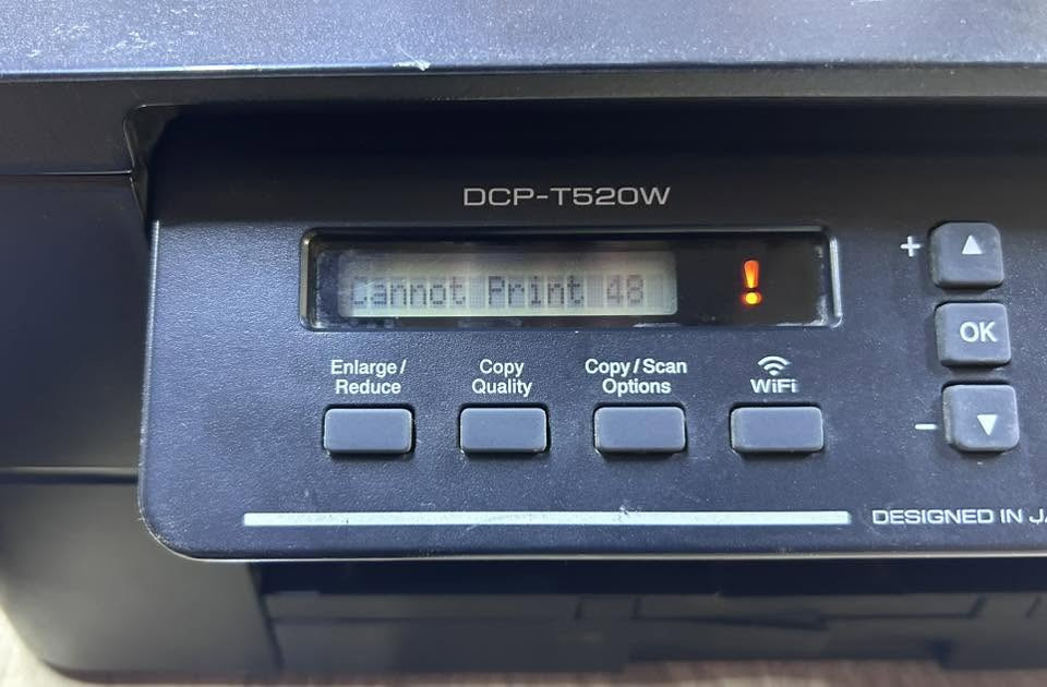 السلام عليكم
طابعة برذر T520 جانت تشتغل وحاليا طلع هذا الكود بيها ابيعها على وضعها الي تفيده رقمي ***********
