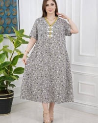 دشداشة قصيرة نسائي • كشمير مشجر • مقاسات 2XL-5XL