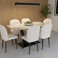 طاولة مرمر • ٦ كراسي • ١٤٠×٨٠×٧٥ سم