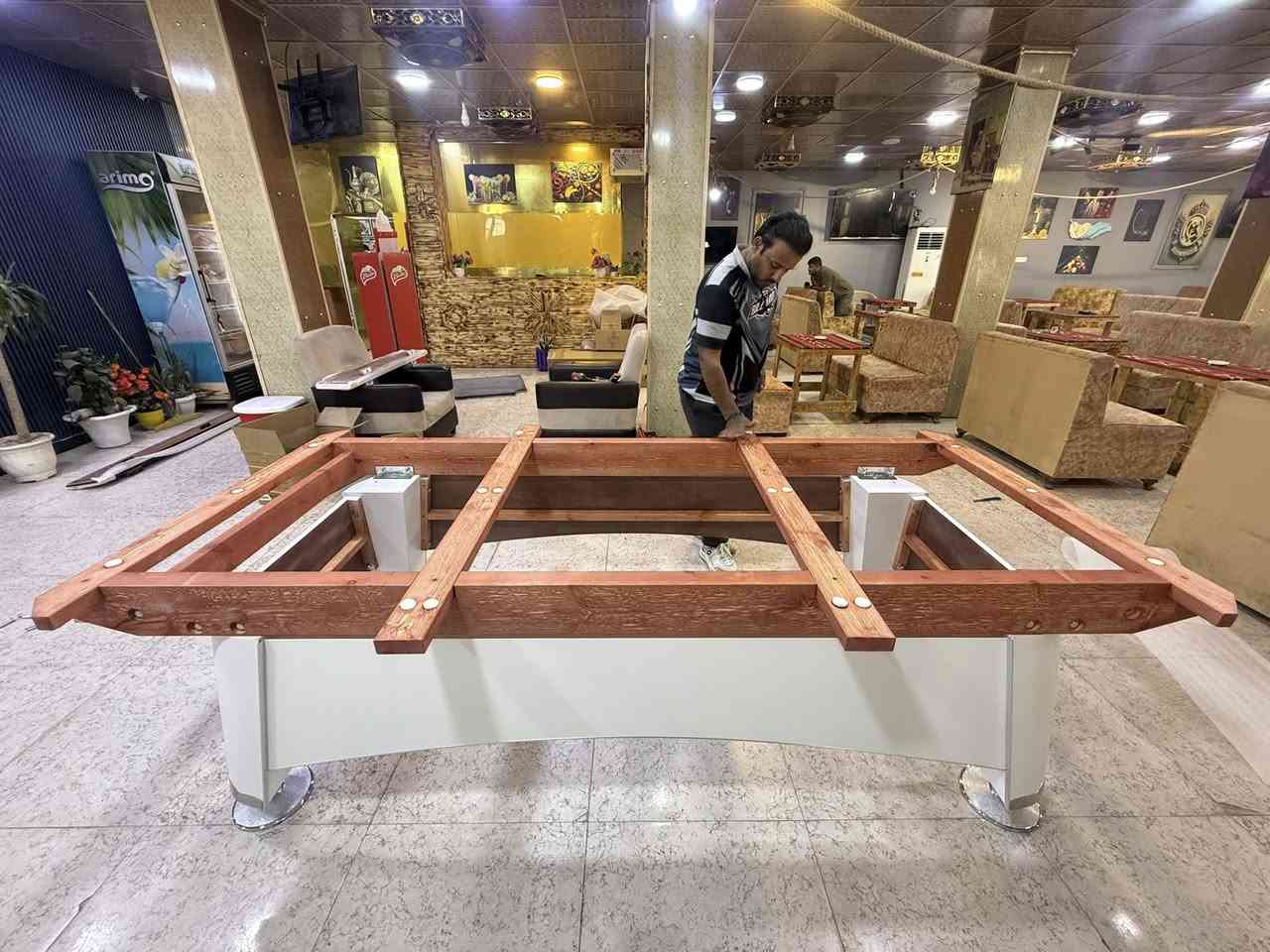 تم انجاز عمل اليوم   🎱 مع كادر متخصص للأستفسار ***********   واتساب عنوان بغداد حافظ القاضي ملاحظة يوجد طاولات بليارد مستعمل و الجديد وجميع مستلزمات البليارد وملحقاتة🎱
