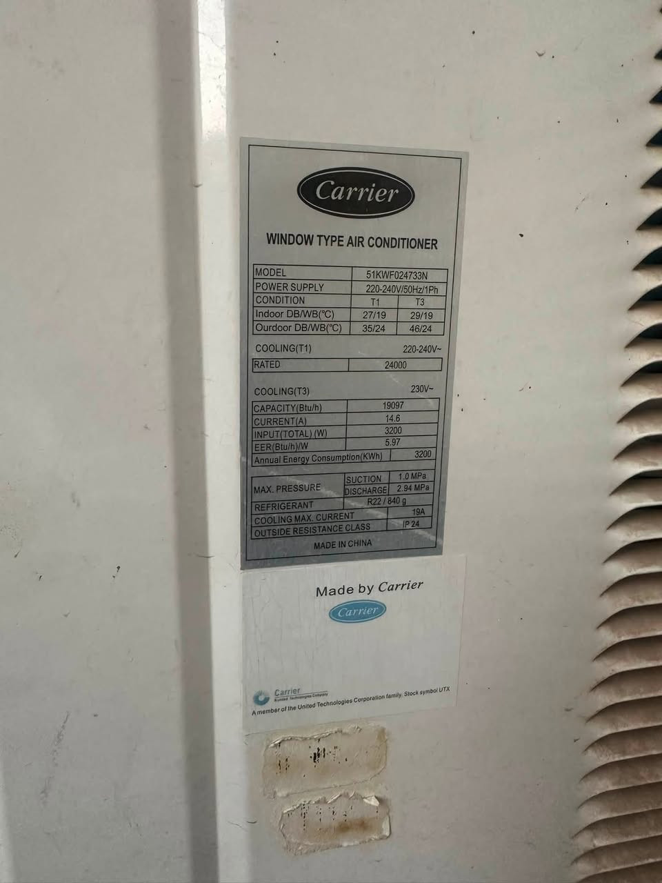 للبيع مكيف شباك Carrier أصلي
* موديل: 51KWF024733N
* قدرة 24 ألف وحدة (2 طن)
* كهرباء 220–240 فولت
* تبريد قوي ومناسب للأجواء الحارة
* 3 سرعات مع توزيع هواء بأربع اتجاهات
* بحالة جيدة ويعمل بكفاءة

للتواصل على الخاص أو الاتصال
***********
