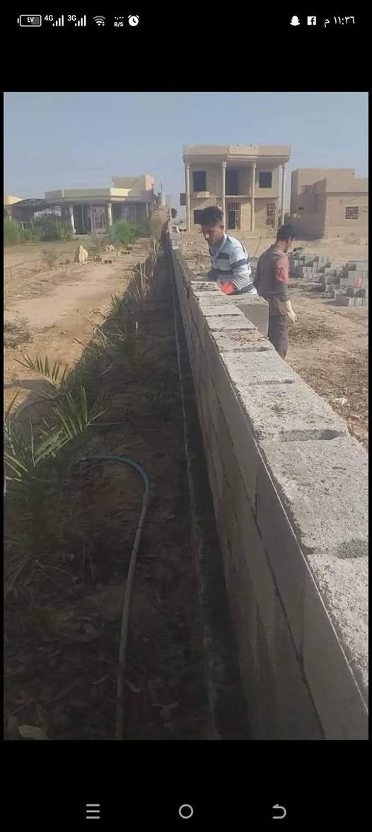 سلام عليكم يوجد كادر عمل بناء وتنزيل خرايط وتكعيب اسس وتصفير بيوت وحدل وتنضيف وصب لاش ***********
