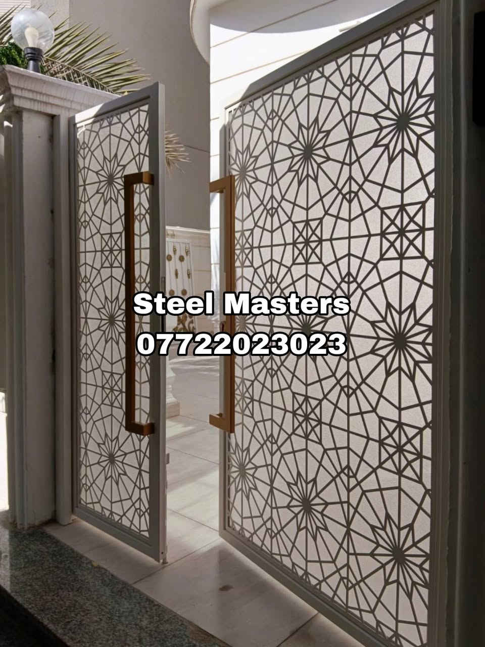 🛑نقدا & بالتقسيط 
ورشة Steel Masters   لأعمال الحدادة 

تنفيذ باب حوش قص ليزر بنقشة إسلامية فخمة

✅️ شغل حديد تشطيب راقي 
✅️ قص ليزر دقيق بنقشة هندسية تعطي فخامة وخصوصية 
✅️ مسكات مودرن قوية (حسب الطلب)
✅️ دهان بودر حرارى مقاوم للصدأ والتقشير

📐 تصميم عملي  _ متين وامن مناسب وفخم بنقشة اسلامية متناسقة مع الواجهات 

تنفيذ فعلي من ورشة #steel_masters

📍 للتواصل والاستفسار:
+964 ***********
العراق_بغداد
