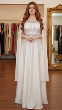 فستان ستن • تطريز كرستال • مقاسات 36-52