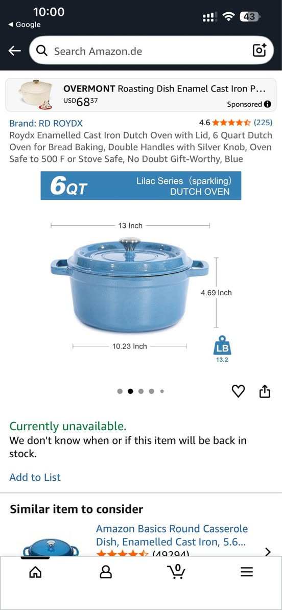 Cast iron dutch oven أربيل, العراق


**إذا كنت صاحب هذا الإعلان وتريد حذفه لأي سبب، رجاءا أرسل رسالة إلى الدعم الفني**