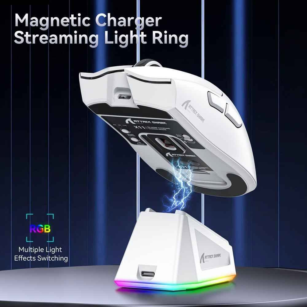 ⚡ مميزات [ATTACK SHARK X11 Wireless Gaming Mouse with Charging Dock] –

🎮 ثلاثة أوضاع توصيل (Tri-Mode):
– تعمل لاسلكيًا عبر تردد 2.4GHz بـ USB Dongle، أو عبر Bluetooth، أو سلكيًا عبر منفذ USB-C — تناسب كل الأجهزة (PC، وصحة الألعاب، واللاب توب). 
🔋 قاعدة شحن مغناطيسية مرفقة:
– ماوس يشحن تلقائيًا بوضعه على القاعدة الذكية المغناطيسية، بدون فوضى أسلاك. 
🧬 مستشعر ألعاب احترافي PAW3311 حتى 22,000 DPI:
– دقة ممتازة وسرعة استجابة عالية، مثالي للّاعبين المحترفين. 
⚖️ وزن فائق الخفة ~63 غرام فقط:
– تصميم خفيف يُقلّل التعب أثناء اللعب الطويل ويحسّن الحركة السريعة. 
🔄 عمر نقرات حتى 20 مليون نقرة + دوران عجلة TTC محسن:
– مفتاح HUANO مخصص للّاعبين، مع عجلة سريعة وقوية للحركات الدقيقة. 
🎨 إضاءة RGB مدمجة وتأثيرات متعددة:
– تصميم أنيق مع إضاءة قابلة للتخصيص تتناغم مع إعدادات الإضاءة في غرفتك أو مكتبك. 
📱 برنامج تحكّم متقدم:
– من خلال البرنامج يمكنك ضبط مستويات DPI، إعداد الأزرار البرمجية، إنشاء ماكرو، وتخصيص الإضاءة حسب ذوقك. 
🖥️ متوافق مع أنظمة متعددة:
– يعمل مع Windows، Mac، وحتى Xbox/Android عبر الاتصال اللاسلكي أو السلكي. 

✅ الحالة: المنتج متوفر حالياً
💰السعر النهائي: فقط 35,000 دينار 💥 بغداد, العراق


**إذا كنت صاحب هذا الإعلان وتريد حذفه لأي سبب، رجاءا أرسل رسالة إلى الدعم الفني**