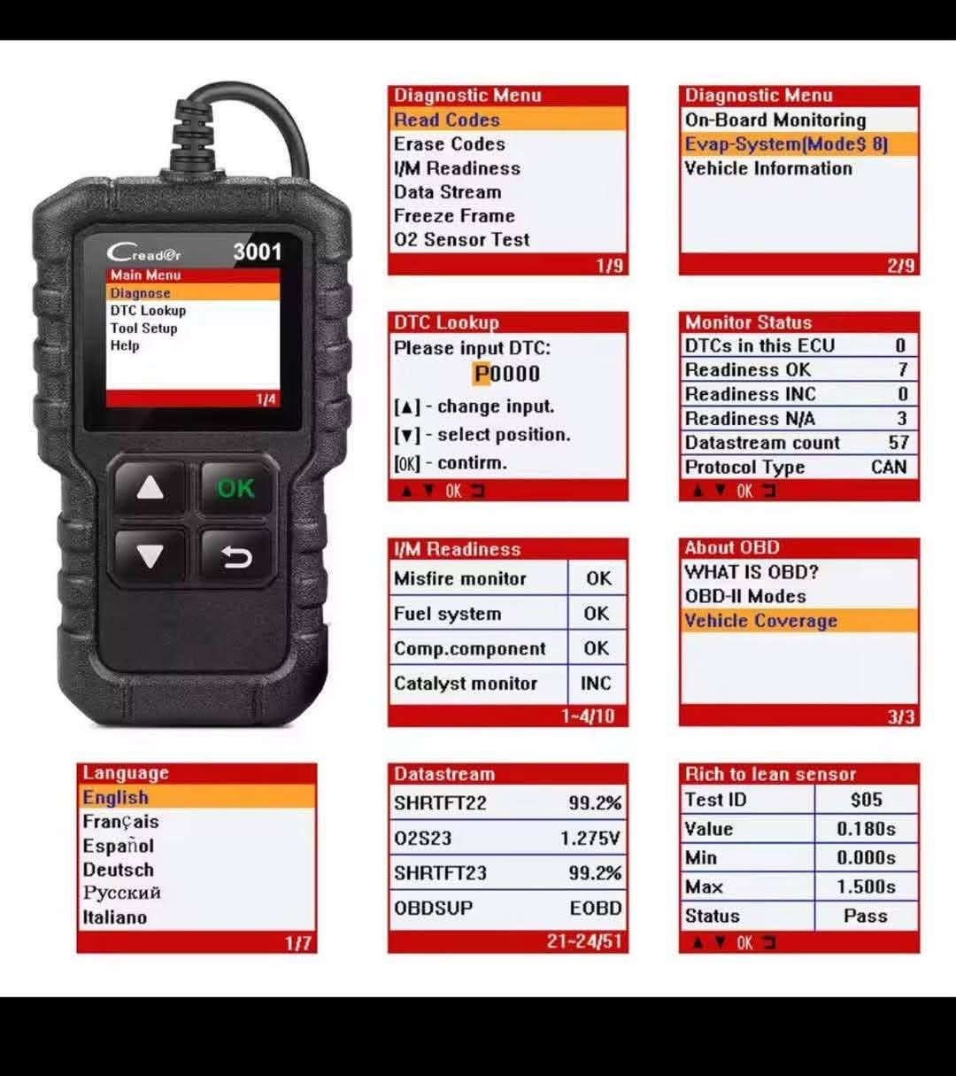 جهاز OBD2 CR3001 3001 الاوتوماتيكي لتشخيص اعطال السيارة وقارى للاكواد من لانش لايقاف موشر المحرك ودعم مستشعر O2، واختبار نظام تبخير الوقود
توافق قوي: يدعم بروتوكولات OBDII/EOBD/JOBD، ويعمل على معظم السيارات الأمريكية لعام 1996 و2000 في الاتحاد الأوروبي والآسيوية، وأحدث المركبات المحلية أو المستوردة. يدعم اللغة الإنجليزية والألمانية والفرنسية والإسبانية والإيطالية والروسية والبرتغالية. "التوصيل والتشغيل": لا يتطلب أي بطارية أو شاحن، فقط تحتاج إلى توصيل كابل التشخيص بمقبس DLC للسيارة، يمكن تشغيل لونش CR3001 واستخدامه.
وظيفة OBD2 كاملة: ، I/M: اختبار حالة الجاهزية ، عرض تاريخ إطار التجميد ، البيانات المباشرة: عرض وتدفق بيانات الرسم البياني ، مستشعر O2 ، اختبار نظام التبخر ، اختبار الشاشة على اللوحة ، قراءة ومسح رموز تشخيص التشخيص ، تحديد معلومات VIN ، قراءة رموز تشخيص التشخيص ، البحث عن رمز DTC ، إيقاف تشغيل MIL(أضواء مؤشر الأعطال).
إيقاف تشغيل ضوء فحص المحرك: قراءة ومسح الرموز المتعلقة بالانبعاثات المخزنة والرموز المعلقة وإظهار تعريفات الكود. قم بإيقاف تشغيل مصباح فحص المحرك، ويساعد في إعادة ضبط الشاشة قبل نقلها إلى الضباب الدخاني، بالإضافة إلى أنها تخبرك بما يحدث قبل إحضار السيارة للإصلاح، مما يوفر لك الرحلات إلى الميكانيكي.
تصميم كلاسيكي ومحمول: مصمم بشاشة LCD كبيرة (160 × 128 نقطة لكل بوصة)، مزود بكابل بطول 2.8 قدم ومصنوع من عازل مرن سميك للغاية. يوجد 4 أزرار على CR3001. يسمح الزر لأعلى وأسفل لتمرير القائمة، وزر "موافق" وزر الخروج بالدخول إلى القائمة والتنقل مرة أخرى. حجم محمول يسمح لك بحمله في رحلتك
السعر ٣٠٠٠🔥🔥🔥
للتواصل ٠١٠٢٥٣١٩٩٣٧


**إذا كنت صاحب هذا الإعلان وتريد حذفه لأي سبب، رجاءا أرسل رسالة إلى الدعم الفني**