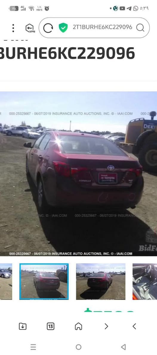 🚗 فرصة مميزة للبيع – كورولا 2019 وارد أمريكي 🇺🇸
إذا تبحث عن سيارة اقتصادية، عملية، ونظيفة جدًا… هذه فرصتك 👇
✨ المواصفات:
🚘 النوع: Toyota Corolla.  2019 – فئة XLE
🎨 اللون: احمر لؤلؤي
⚙️ المحرك: 2.0 لتر
🔄 ناقل الحركة: أوتوماتيك
📍 الموقع: بغداد 
📊 الحالة:
📏 المسافة المقطوعة: 100,000 ميل فقط
🔧 الحالة الميكانيكية: 100% (ممتازة)
🛞 الإطارات: جديدة/بحالة ممتازة 100%
🪑 المقاعد: تغليف وكالة
🛠️ الصيانة: منتظمة وبدون أي تأخير
👤 الاستخدام: شخصي
🛡️ الأمان:
نظام AIRBAG سليم ويعمل 100%
📌 ملاحظات مهمة:
نسبة الضرر السابقة: 13% (في المقدمه  فقط)
مرفقة صور الحادث للشفافية
رقم الشاصي (البدن): مطابق ✔️
السيارة مسجلة رسميًا 
(مروري بغداد مشروع وطني الماني)
💰 السعر: 14,000 دولار فقط
🔥 سيارة نظيفة، جاهزة للاستخدام، ومناسبة للاستخدام اليومي أو العائلي — لا تضيع الفرصة!

‭***********‬
