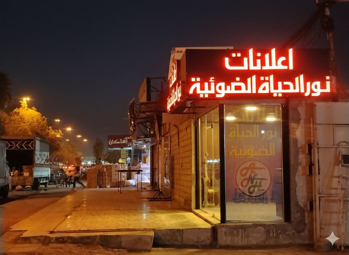 مكتب اعلانات نور الحياة الضوئية
تصميم وتنفيذ الاعلانات الضوئية  على المحلات التجارية والمباني والطرق العامة 
فليكس/ستيكر /ميش / حروف بلاستك الاكريليك  البارزة،  تنفيذالحملات الدعائية لمنتجاتكم
موصل / الجانب الايسر  /شارع الزراعة /مقابل دائرة الكهرباء
***********
