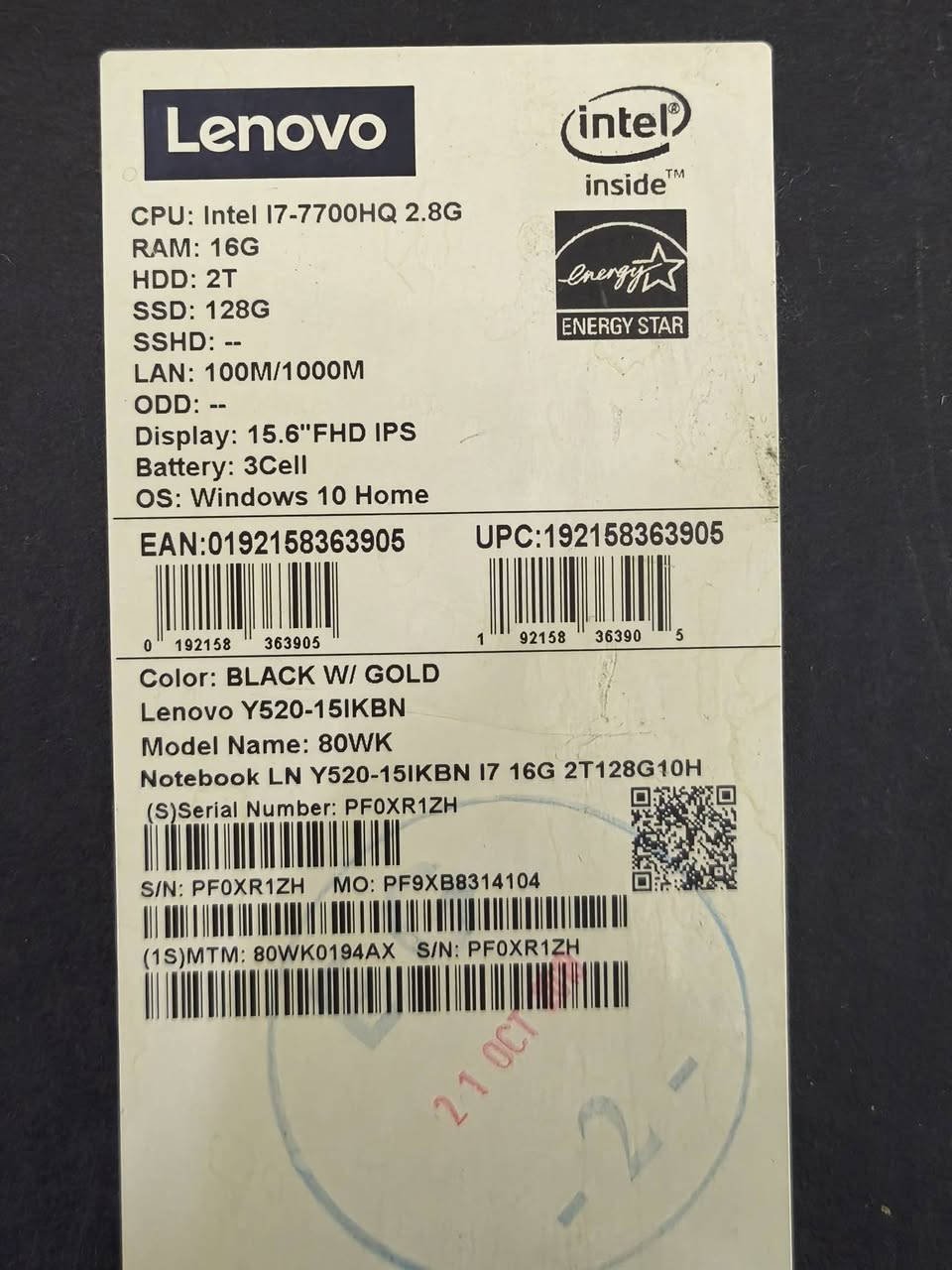 للبيع: لابتوب لينوفو (Lenovo Legion Y520)
‏
‏المواصفات الأساسية:
‏* المعالج (CPU): Intel Core i7-7700HQ بسرعة 2.8GHz.
‏* الذاكرة العشوائية (RAM): 16GB (يضمن سلاسة عالية في تعدد المهام).
‏* سعة التخزين: مساحة ضخمة ومزدوجة تدمج بين السرعة والحجم:
‏   * SSD: بحجم 128GB 
‏   * HDD: بحجم 2TB 
‏* الشاشة: قياس 15.6 بوصة بدقة FHD وبتقنية IPS (ألوان دقيقة ووضوح عالي لراحة العين)
‏* نظام التشغيل: Windows 11 .
‏* اللون: أسود أنيق مع لمسات باللون الذهبي 
‏* كارت الشاشة (GPU):  NVIDIA GeForce GTX 1050 Ti 
‏لابتوب نظيف استخدام شخصي يحتوي على شاحن اصلي وكارتونه الجهاز
‏الموقع بغداد وبسعر 600 الف بي مجال
‏


**إذا كنت صاحب هذا الإعلان وتريد حذفه لأي سبب، رجاءا أرسل رسالة إلى الدعم الفني**