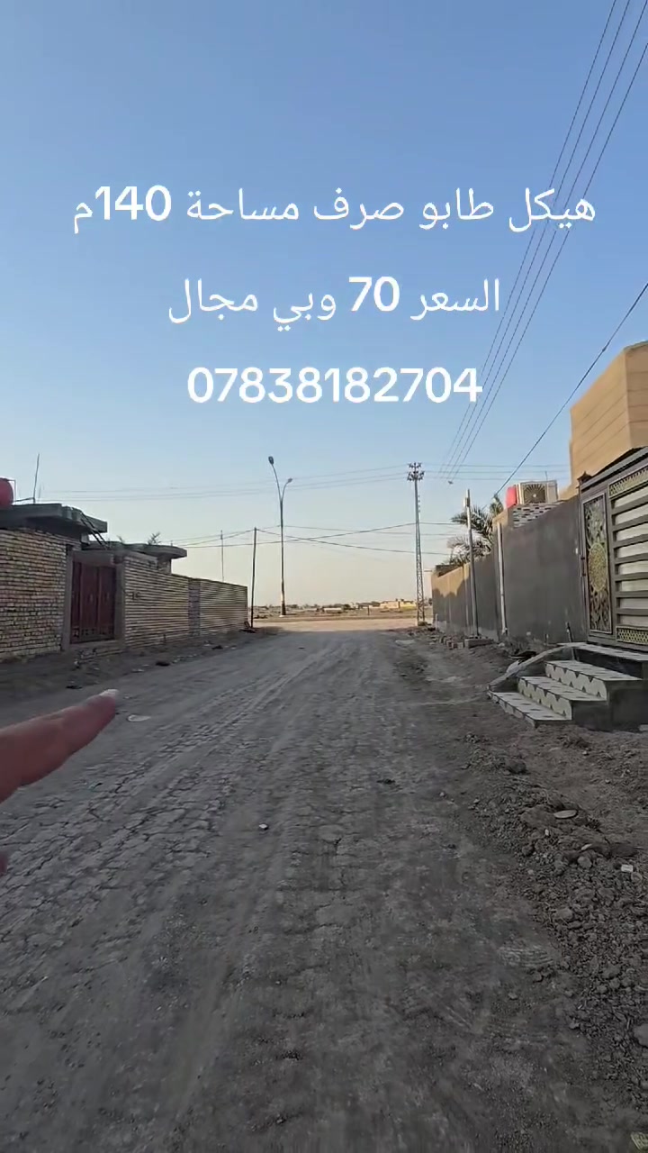 السلام عليكم 
هيكل للبيع طابو صرف في الرميثة البندقية 
المساحة 140 متر 
السعر 70 وبي مجال 
***********
