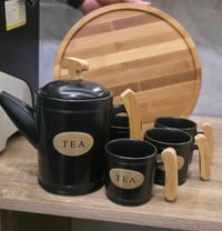 طقم قوري • صينية خشب • المنصورية