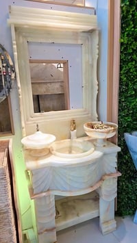 مغسلة رخام طبيعي • ٨٠سم • كوت الخاجيه