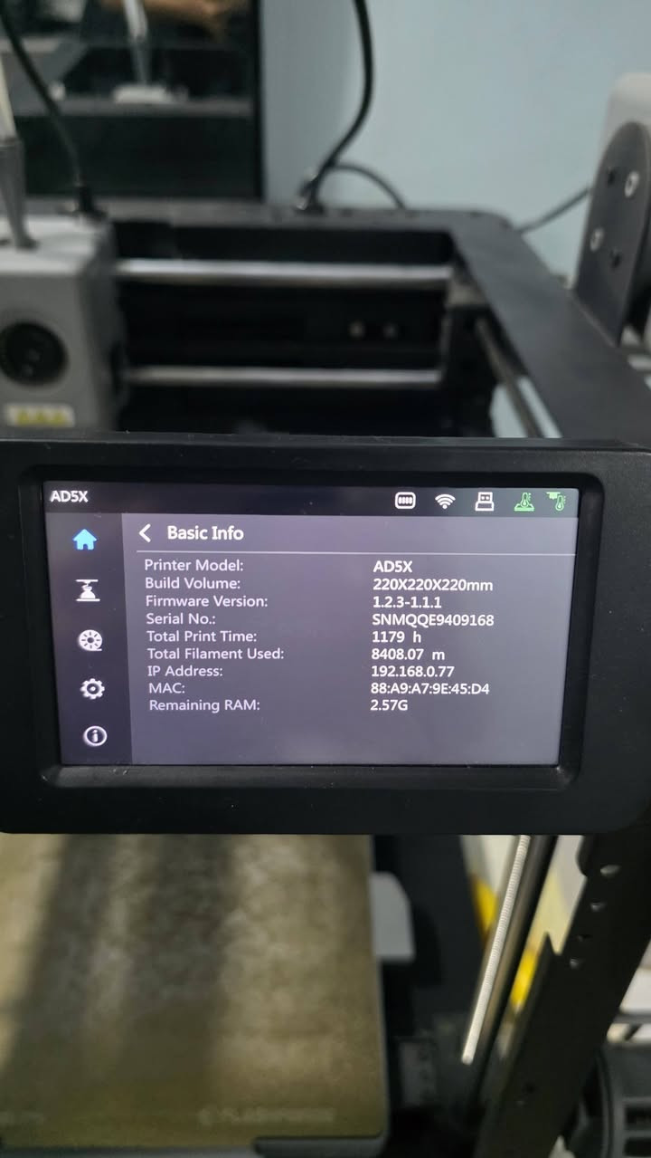 طابعة ad5x للبيع
السلام عليكم طابعة flashforge ad5x للبيع الطابعه جديده مصارلها ٤ اشهر من اشتريتها حلوه واونلاين يعني كل ميزات مفتوحة
1180 ساعه 
سبب البيع للتطوير اجيب اقوى
سعرها 420 الف 
الطابعة نقصها هيتر فقط 
مكاني بابل


**إذا كنت صاحب هذا الإعلان وتريد حذفه لأي سبب، رجاءا أرسل رسالة إلى الدعم الفني**