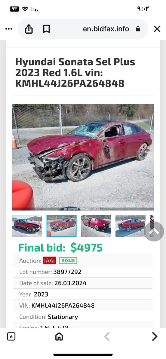 السلام عليكم سوناتا 2023 فوول الأخير 
محرك 4 سلندر 1.6 تيربو يعني صاروخ ✈️ 
حادثها مرفق بالصور 
شاشه كشنات كهرباء وجلد بصمه تشغيل عن بعد جنطه كهرباء رادار امامي تحديد مسار النقطه العمياء بانوراما وبعد بيها مواصفات هواي  السياره معوقين وتترقم ذي قار المشتري يرقمها 
السعر 135  
العنوان كربلاء 
الاستفسار 
*********** 
***********
