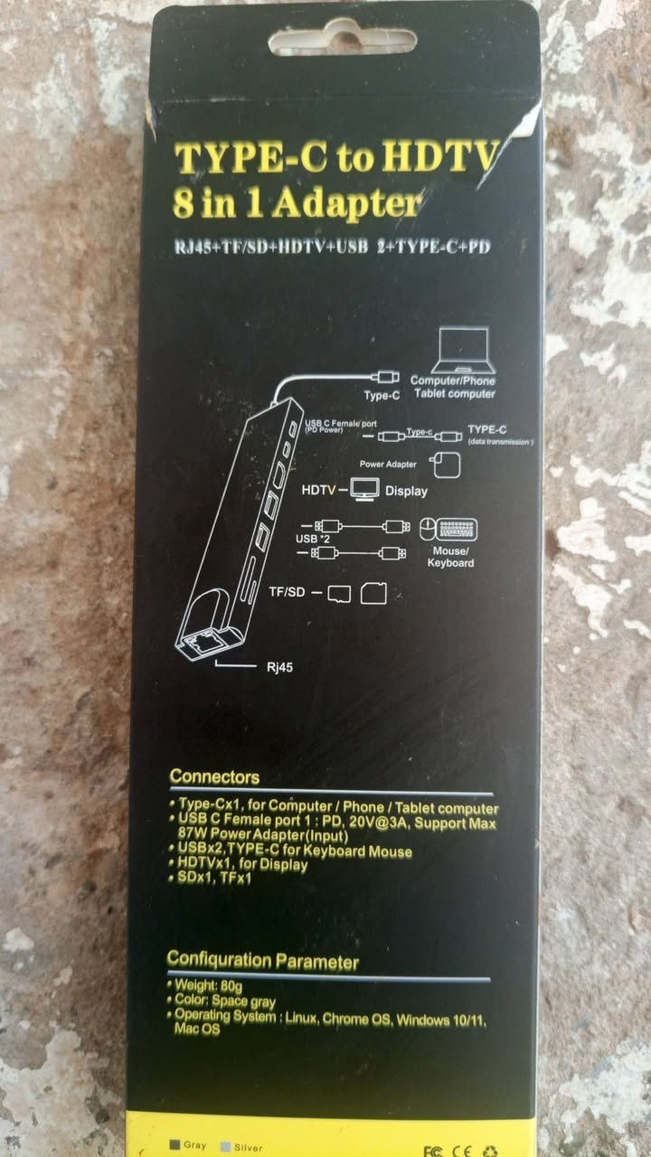 Adapter type-c
للبيع

100MB - 1GB بسرعة تصل الى
تحتوي على:
1. منفذ شبكة LAN 
2.منفذين USB 3.0 
3.منفذ HDMI 
4.منفذين ميموري SD card وحده صغيرة للهواتف القديمة و ثانية كبيرة خاصة للكاميرات الاحترافية أو اي أجهزة حديثة 
5.منفذين شحن Type-c تدعم تقنية power delivery تصل إلى 87 واط


**إذا كنت صاحب هذا الإعلان وتريد حذفه لأي سبب، رجاءا أرسل رسالة إلى الدعم الفني**